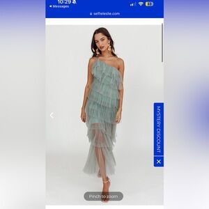 Sage green dress with ruffle!